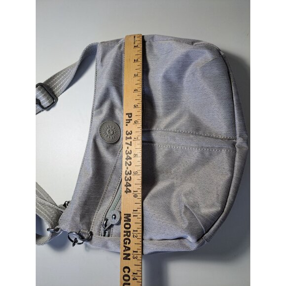 Kipling Gray Crossbody Bag With Adjustable Strap & Multiple Zipper Compartments - Picture 7 of 10
